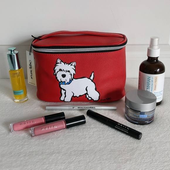 marc tetro Westie Cosmetic Case Bag Extra Large PVC Saffiano Red NWT - Picture 1 of 13